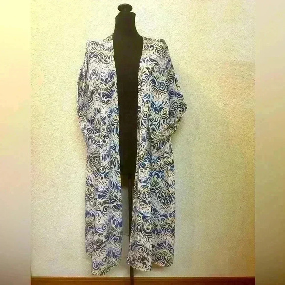 LuLaRoe Sarah Duster Sweater Open Cardigan Multicolor Pockets Medium - Picture 2 of 8